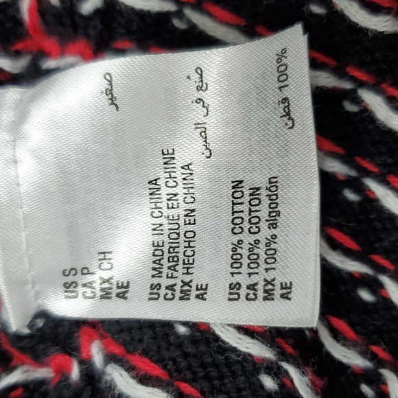 Karen Scott bird's eye turtleneck sweater women's small black red white cotton - Picture 9 of 11